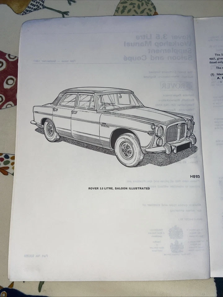 Rover 3.5L Saloon and Coupe Owners Workshop Manual Supplement P-No 605358 - Image 3 of 4