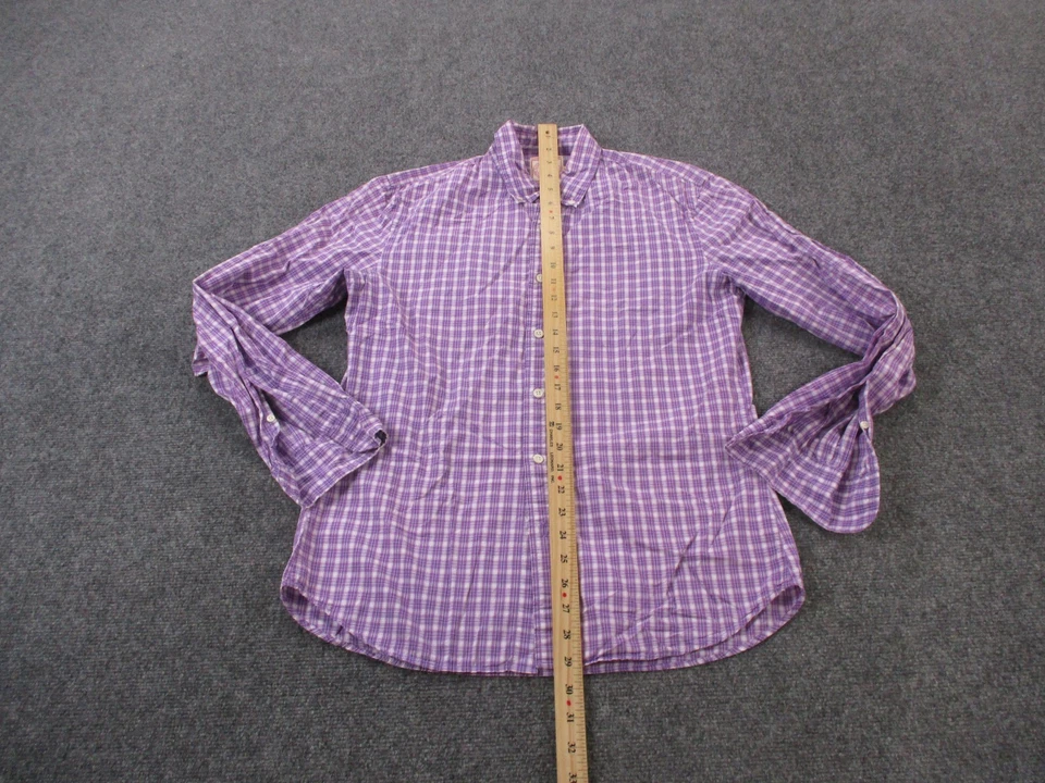 J Press Shirt Mens M Purple Plaid Dress Business Classic Work Country Adult - Image 3 of 4