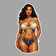 Bikini model pinup girl sticker vinyl decal plus size thick curvy sultry