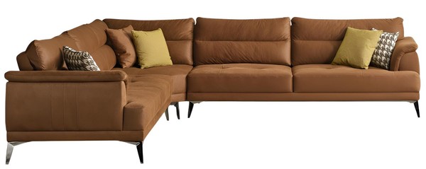 Ecksofa Modern Braun Designer-Ecksofa Komfortabel Minimalismus Stoff-image