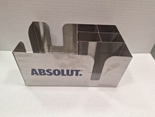Absolut Vodka Stainless Steel Bar Caddy Napkin Straw Holder Mancave