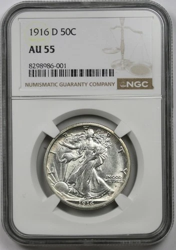 1916-D Walking Liberty Half Dollar 50C AU 55 NGC