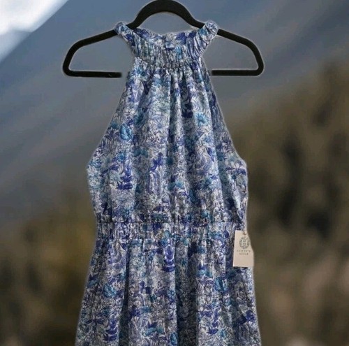 Hyacinth House - Midikleid Biesen blau weiß Neckholder Gr. Med. Neu mit Etikett Neu - Bild 3 von 18