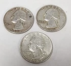 Washington Silver Quarters (TWO-1964 & ONE-1963) 90% Silver Pre-Owned LOT OF 3
