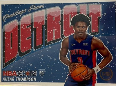 2023-24 Panini Hoops Rookie Greetings Ausar Thompson RC #13 Winter NBA Detroit