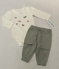 Carters Baby Girl 3 Months Pants Bodysuit 2 PC Set Cute Butterfly Outfit New
