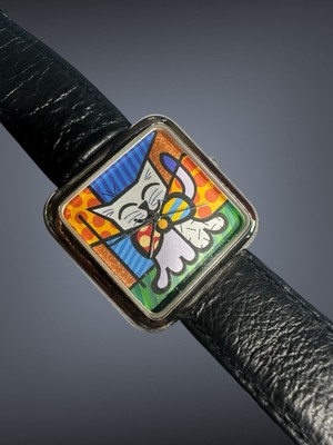 Super Rare Vintage ROMERO BRITTO ''Cat'' Watch Limited Edition To 1,500 Pieces