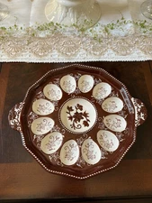 Temptations By Tara Brown Floral Lace 13.5” x 11" Deviled Egg Platter