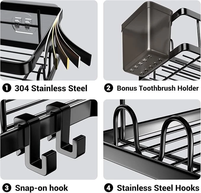 Estante Almacenamiento Organizador Triangular para Baño Ducha de Esquina 2 piezas NE Foto 4 de 4