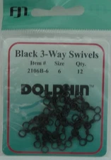 FJ Neil 2106B-6 Dolphin Black 3 Way Swivels 12ct Size 6