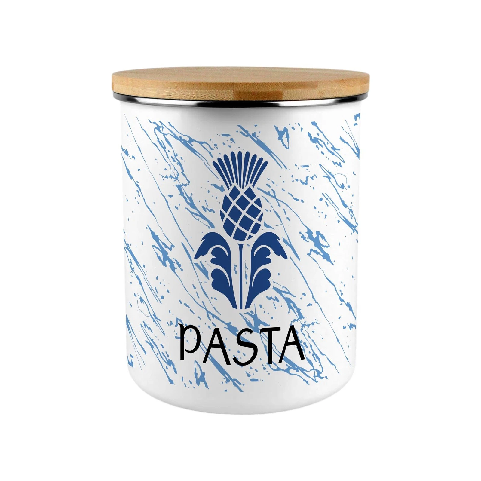 Scottish Thistle Pasta Canister - Extra-Large Enamel Kitchen Storage Tin