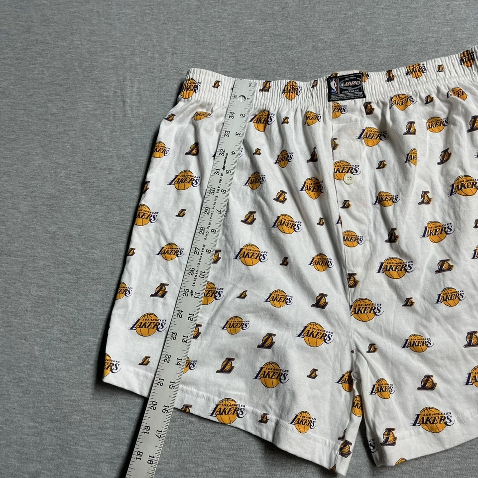 NBA Los Angeles Lakers UNK Mens Sleep Shorts Size Large White All Over Print - Image 3 of 4