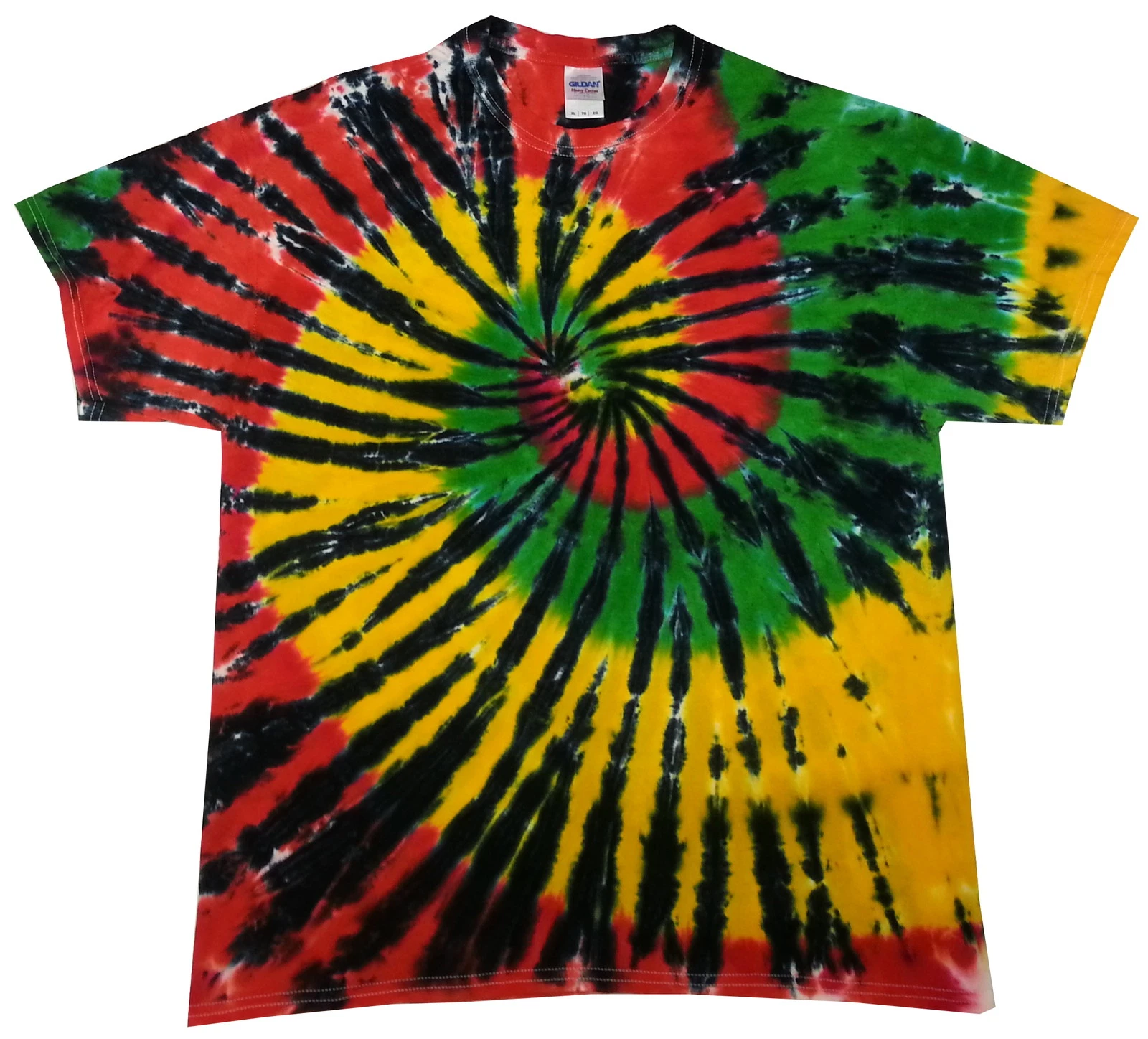 Tie dye T Shirt rasta spiral , all sizes, Hand dyed in the UK