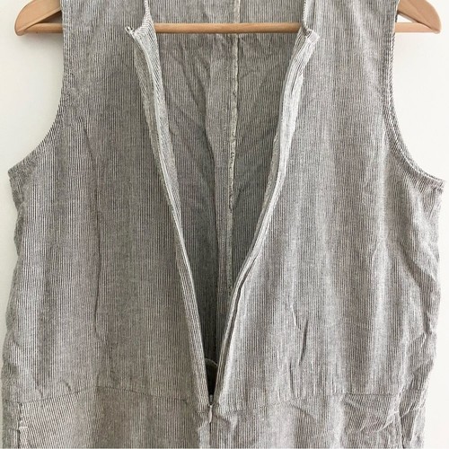 Eileen Fisher Leinen Jumpsuit klein Rundhals gestreift Bio Baumwolle marine weiß - Bild 7 von 11