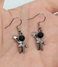 Astronaut charm dangle earrings, stainless steel earring hooks, US seller