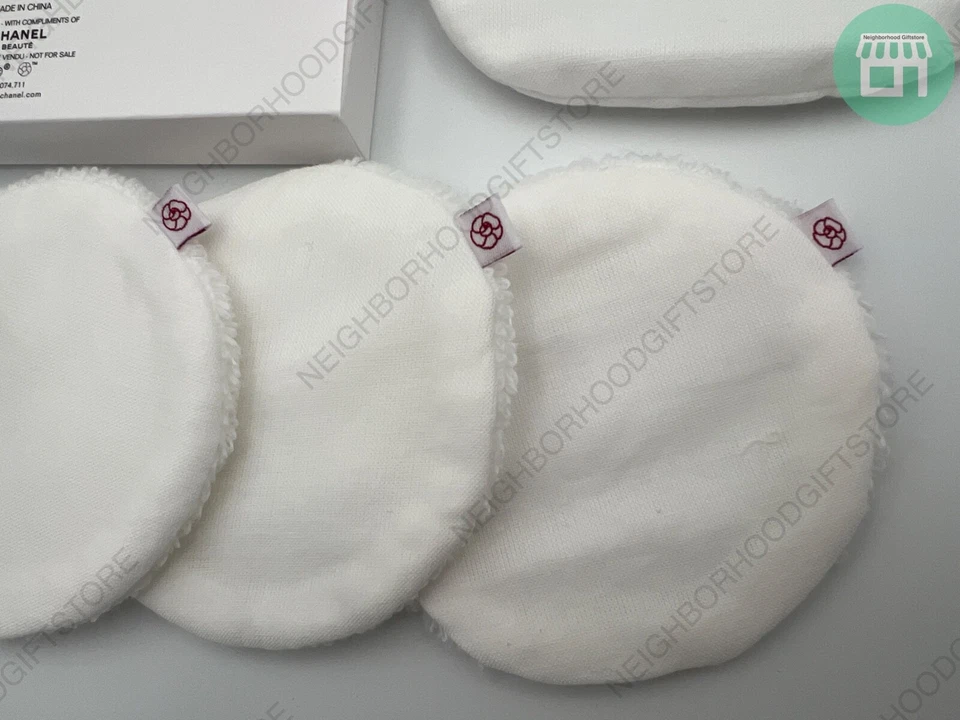 Chanel Juego de 3 Almohadillas Desmaquillantes de Algodón Lavables Nº 1 Reutilizables 3.5 pulgadas .NUEVAS Foto 3 de 4