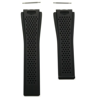 TAG Heuer Carrera CAR20 43mm Black Perforated Rubber Strap FT6046 21mm