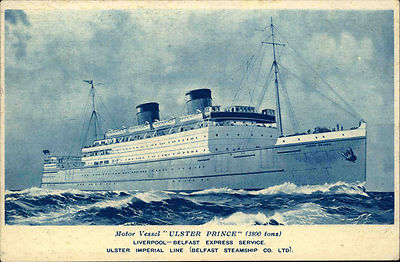 ~1930 Steamer Dampfer Schiff Motor Vessel ULSTER PRINCE Liverpool Belfast Line