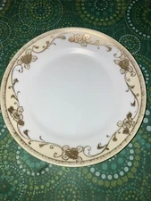 Nippon Hand Painted Gold Gilt Maple Pattern Vintage Plate Glass