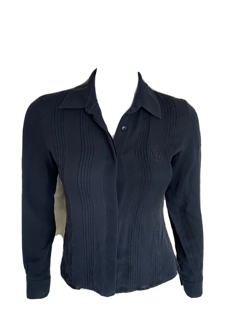 black silk button down blouse