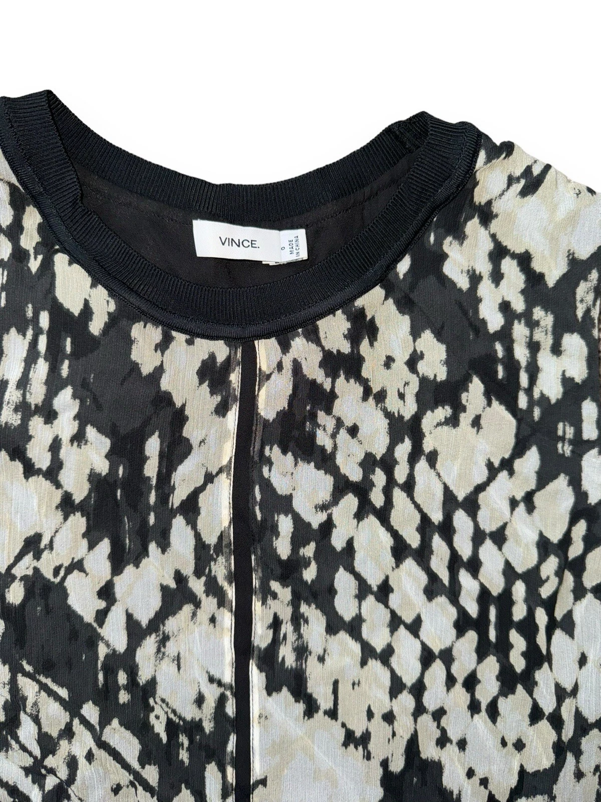 OFF WHITE Abito a turni senza maniche Vinci in seta astratto stampa serpente nero bianco sporco taglia 0+