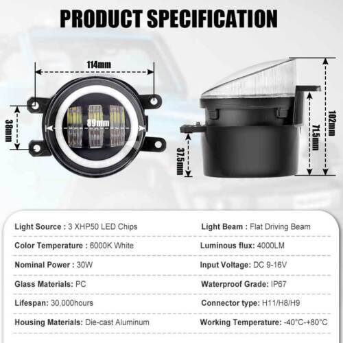 2X Luces antiniebla LED delanteras DRL para Toyota Corolla 2009 2010 2011 2012 2013 - Imagen 3 de 12