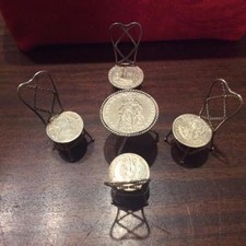 Silver Twisted Wire & Coins Miniature/Doll House Ice Cream Parlor Table & Chairs