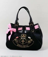HELLOKITTY Kawaii ribbon Black velours Tote bag Sanrio official  NEW