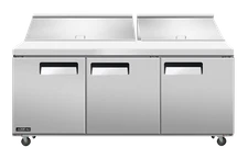 Omcan USA 58009 72" Three Section Sandwich / Salad Prep Table w/ 3 Doors, 18 ...