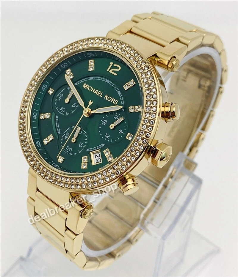 Michael Kors MK6263 Parker Chronograph Gold Tone 38mm Green Dial Ladies Watch
