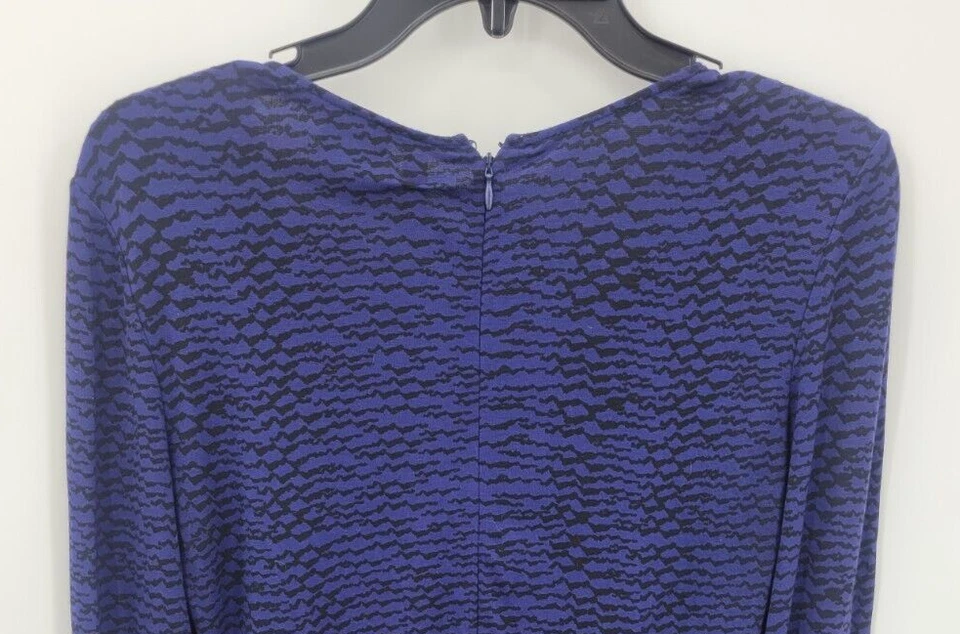 Armani Collezioni Dress Womens 8lue Black Print Ruched Waist Long Sleeve Stretch - Image 4 of 4
