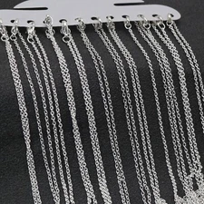 6 Silver Cable Open Link Chain Necklace 2mm 16" Lobster Clasp fit DIY Pendants