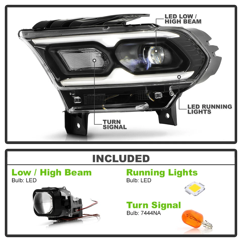 For 2021-2024 Dodge Durango Black w/Halogen Turn Signal LED Headlight - Driver - Image 4 of 4