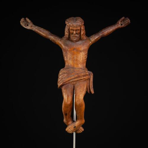 Corpus Christi Sculpture | Jesus Christ Wooden Statue | Antique Wood Figure 16" - Picture 1 of 12