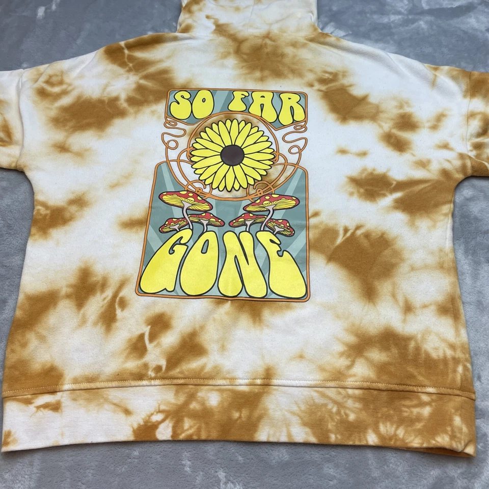 Zumiez Empyre Mushroom Hoodie Sweatshirt Womens M Gold Tie Dye "So Far Gone" - Image 3 of 4