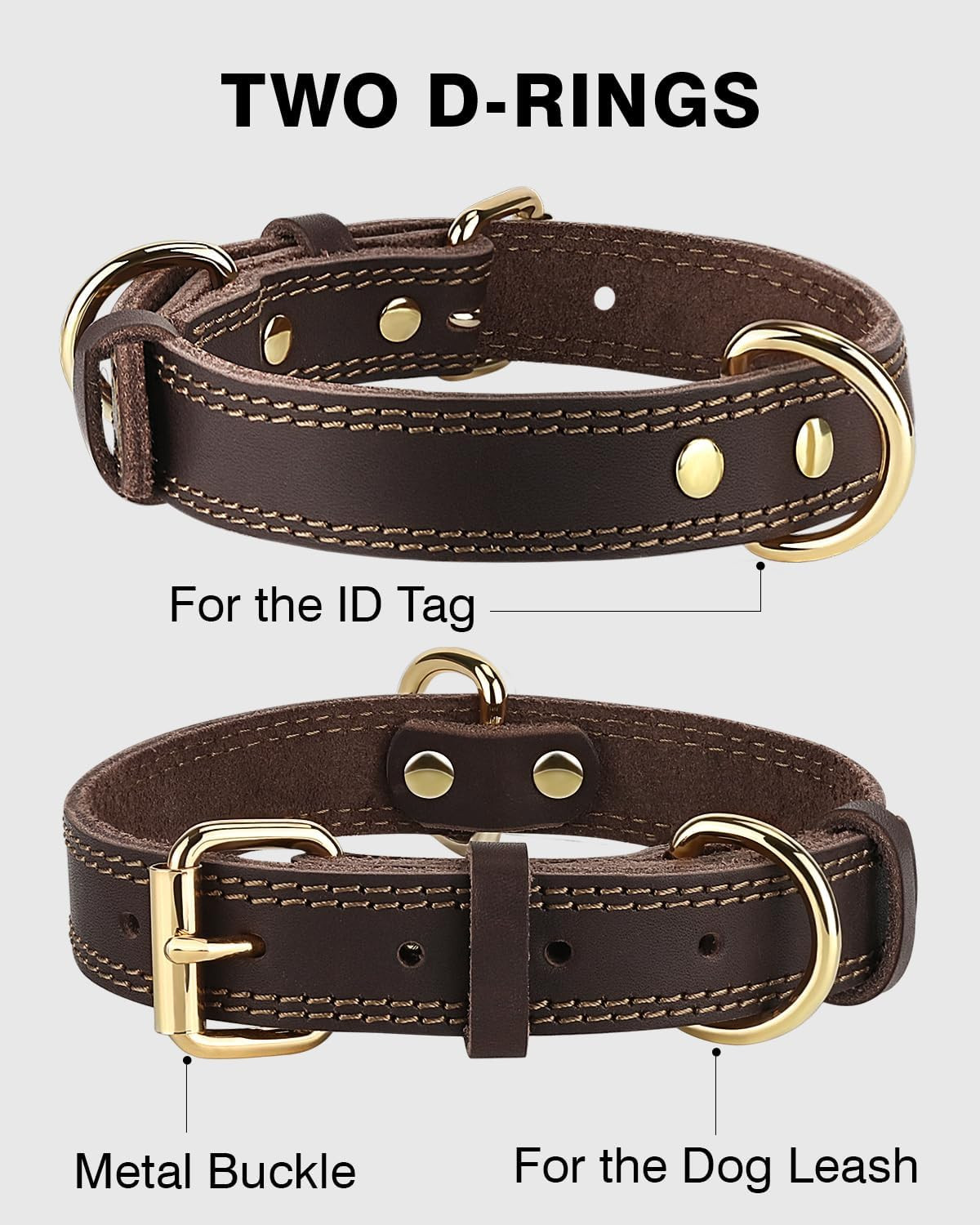Collare per Cani in Pelle Premium - Design Elegante e Robusto - 4