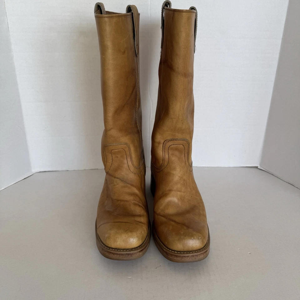 VTG Kinney Shoes Campus Style Boots Leather Camel Block Heel Men’s 11 - Image 2 of 4