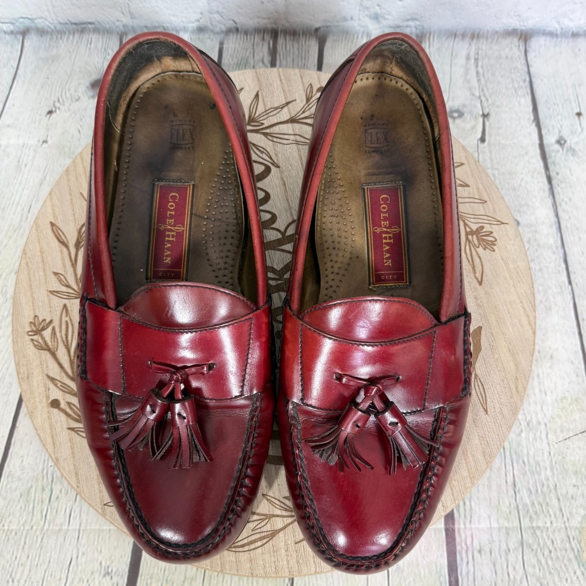 Cole Haan Pinch Loafer Tassel Shoes Men Size 10.5 Burgundy  display picture 2