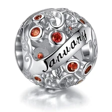 925 Sterling Silver Birthstone Charms for  Bracelets and Necklaces,Januar