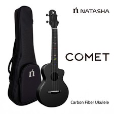 Natasha Comet 23" Carbon Fiber Travel Ukulele Integrated Cast for Beginner Black