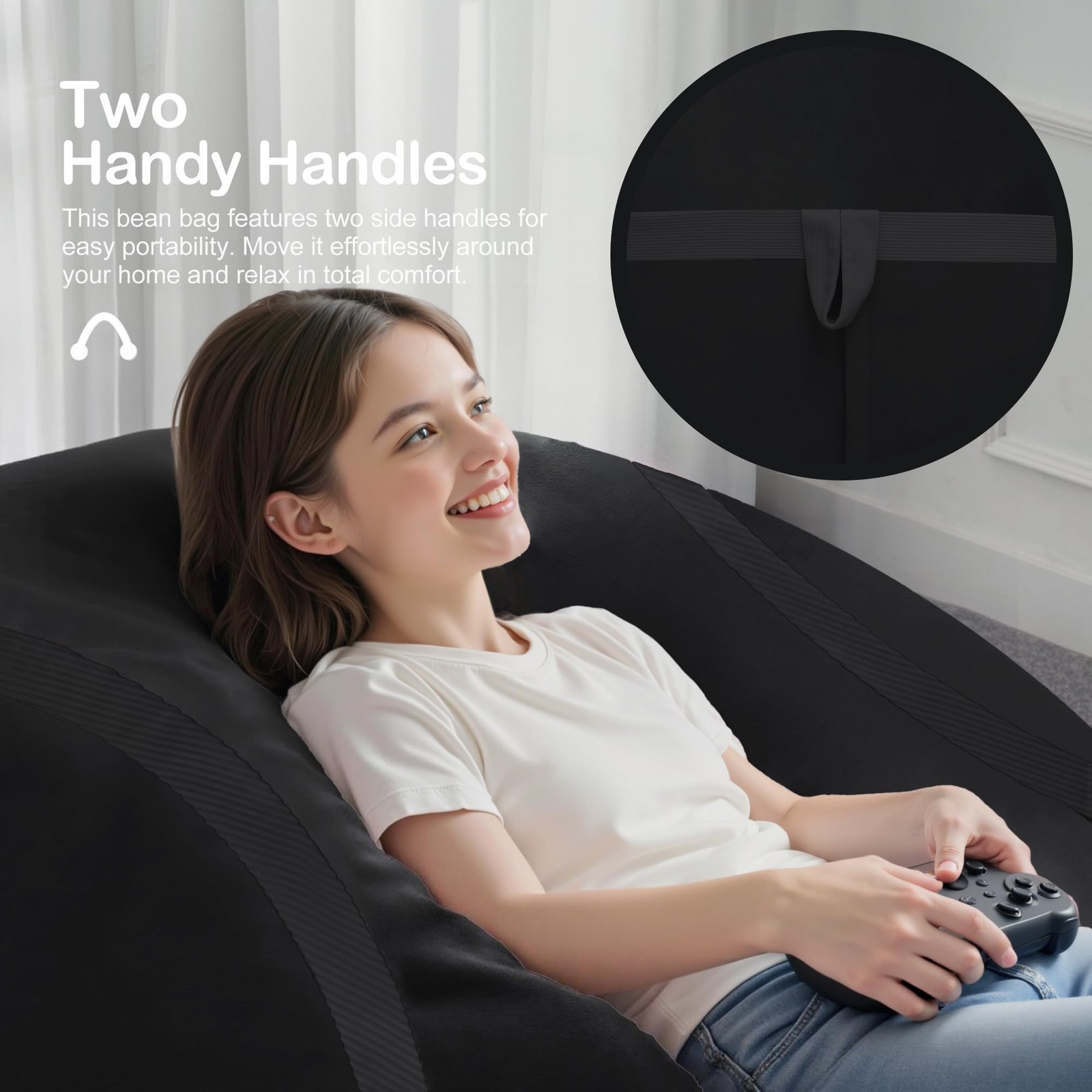 3ft Bean Bag Chair Giant Bean Bag Chairs for Adults with Memory Foam Filled, ...