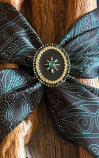 Wild Rag Scarf Slide -Bandana slide - Black and gold floral rhinestones