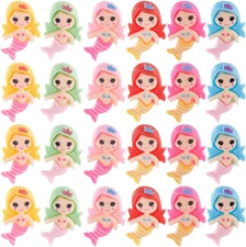 1 Box 60PCS Mermaid Cabochons Flatback Cartoon Cabochons Resin Charms Cartoon Cu