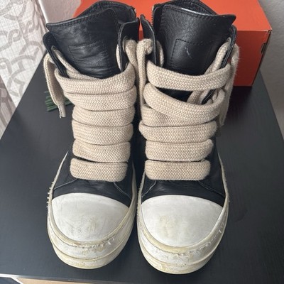 Rick Owens Men s Black Leather High-Top Jumbo Lace Sneakers US 8 EU 41