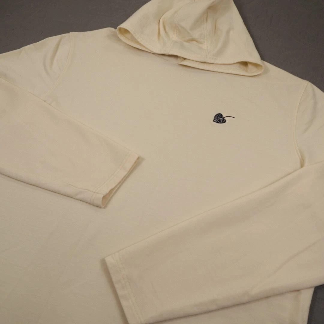 Peter Millar Sweater Mens Large Cream Hooded Merino Wool Knit Pullover Hoodie