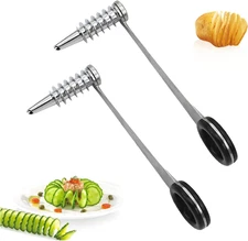 2 Pack Piranha Spiral Cutter for Potatoes, Stainless Steel Spiral Cutter for Veg