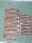 2 Vintage Cast Iron Wagner Ware Krusty Korn Kobs Corn Bread Pans, 1317 & 1319