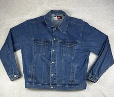 Vtg Wrangler Hero Mens 100% Cotton Denim Trucker Jacket 2XL Blue Button Front
