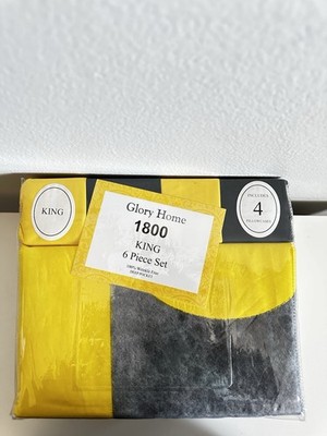 Glory Home King 6-Piece Deep Pocket Geometric Bedding Set Yellow Black