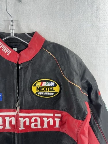 Vintage Ferrari racing jacket Rare black Leather READ image 3